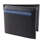 CASETI ROLAND RIBBED BLACK LEATHER BIFOLD WALLET